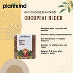 Plantkind Cocopeat Block for Plants | Compressed Coconut Coir  | Enhances Soil Texture and Moisture Retention Naturally | 1 Kg | 2Kg