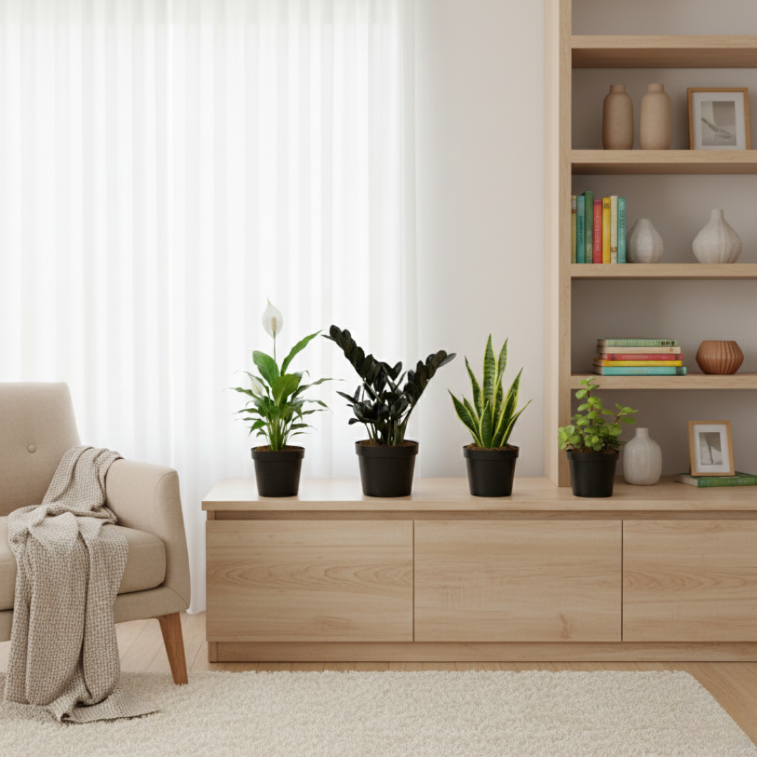 Calm Corner | Desk Plant Combo |Pack of 4 with Net pot