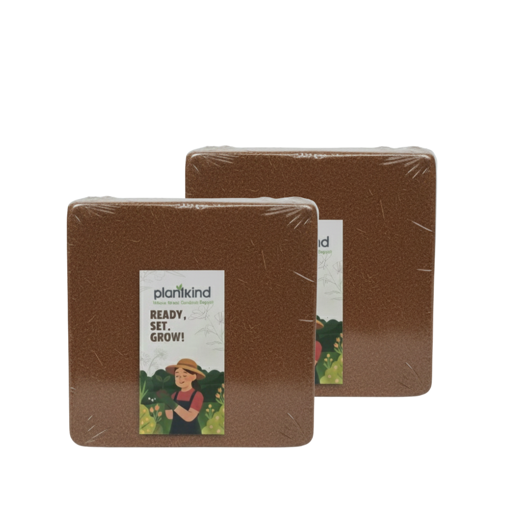 Plantkind Cocopeat Block for Plants | Compressed Coconut Coir  | Enhances Soil Texture and Moisture Retention Naturally | 1 Kg | 2Kg