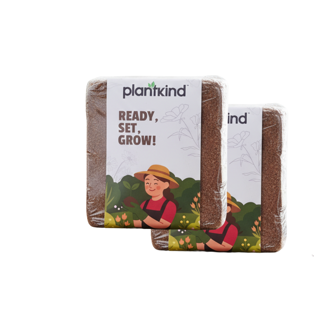 Plantkind Cocopeat Block for Plants | Compressed Coconut Coir  | Enhances Soil Texture and Moisture Retention Naturally | 1 Kg | 2Kg