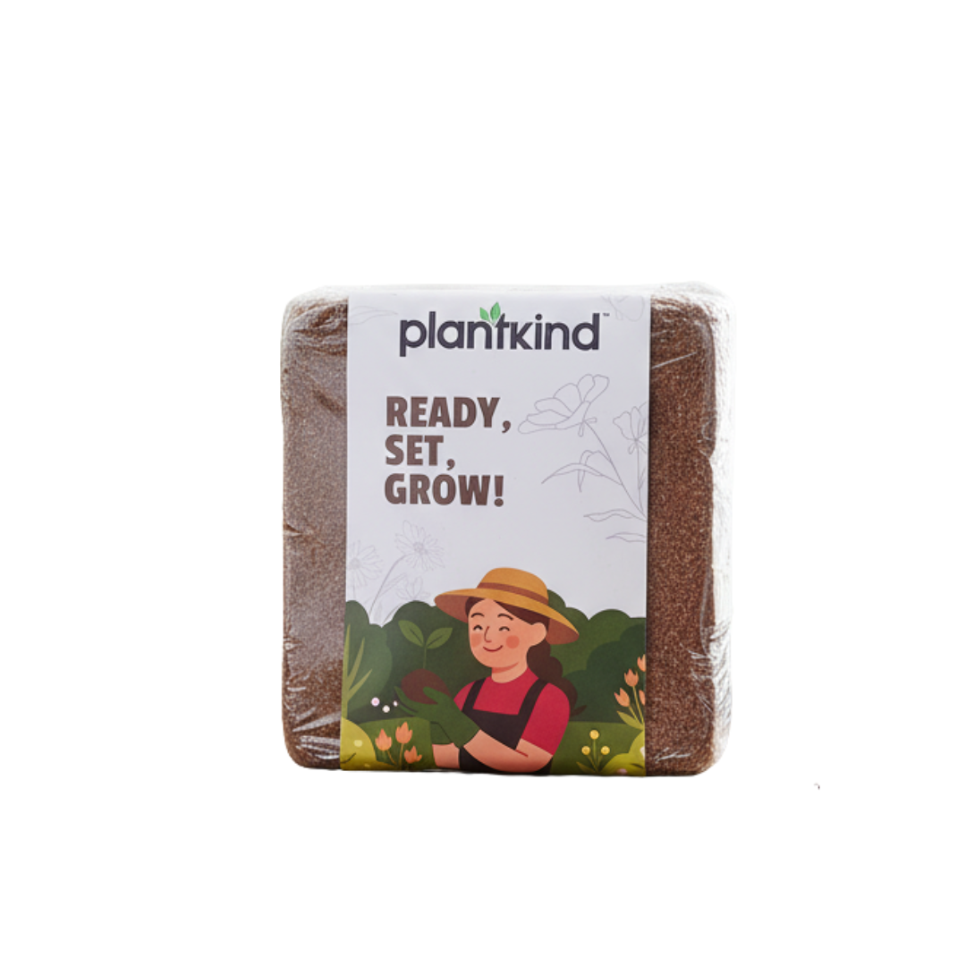 Plantkind Cocopeat Block for Plants | Compressed Coconut Coir  | Enhances Soil Texture and Moisture Retention Naturally | 1 Kg | 2Kg
